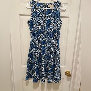 Blue and White Patterned Women's Dress